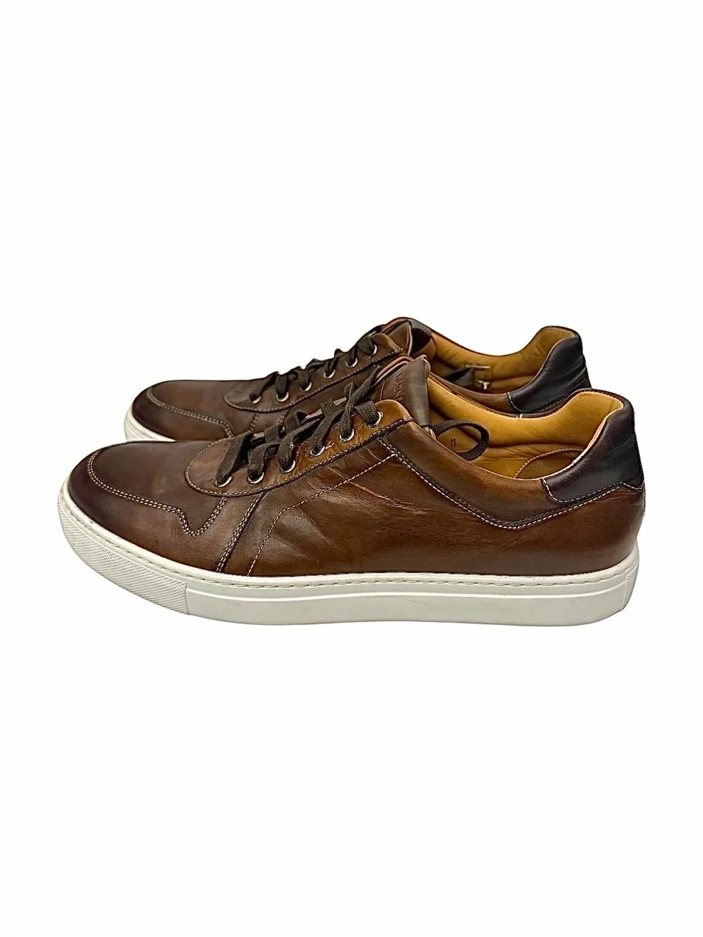 Magnanni Bobbie Sneakers Tobacco Brown Men’s 11M Leather Casual Shoes EUC